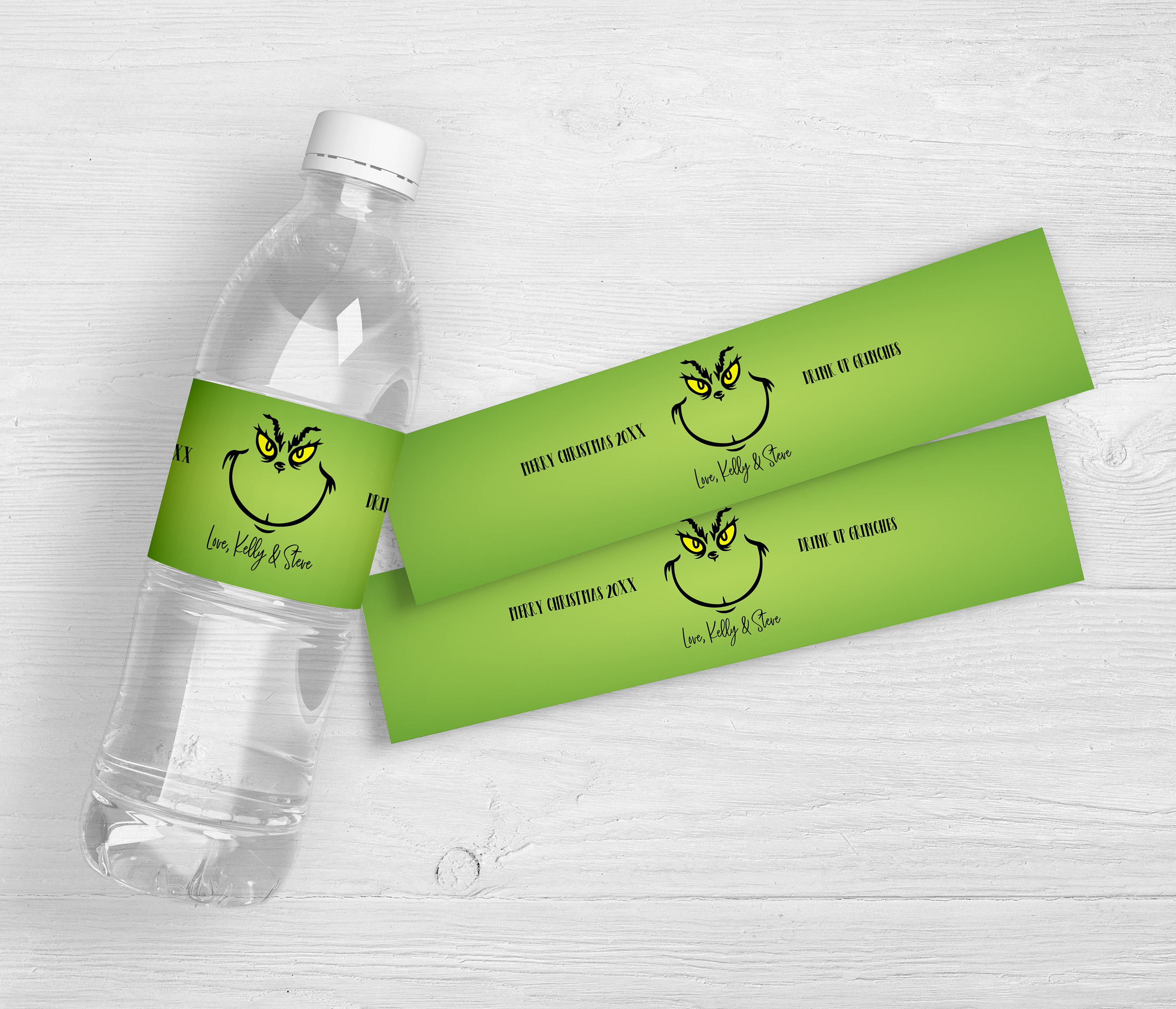 Grinch Holiday Water Bottle Labels | Holiday Open House Labels | Christmas  Party Labels | Personalized Water Bottle Labels | Set of 10