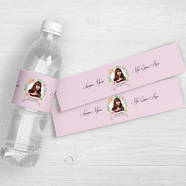 Mis Quince Anos Water Bottle Labels | Quinceañera Favor Labels | Girls Birthday Labels | Personalized 15th Birthday Favor | Set of 10