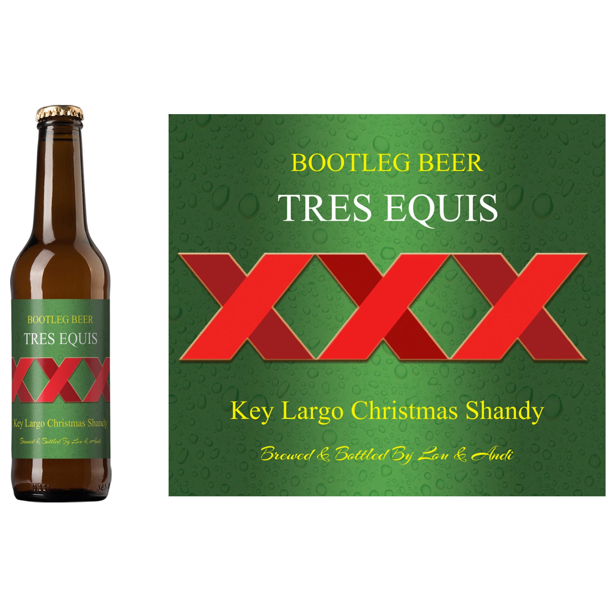 Tres Equis Beer Label | Funny Beer Label | Birthday Celebration | Adult Party Gift | Homebrew Beer Label | Christmas Gift Beer Label