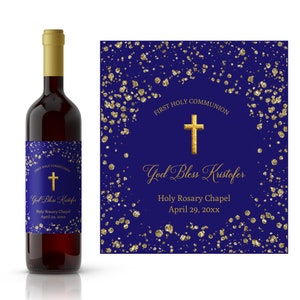 First Communion Wine Label | Holy Communion Favor | Custom Communion Favor | Religious Wine Label