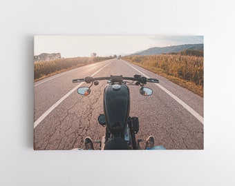 Open Road Ride Canvas Wall Art | Motorcyle Artwork | Open Road | Wall Art for Living Room, Bedroom or Office | Road Trip | Ready to Hang