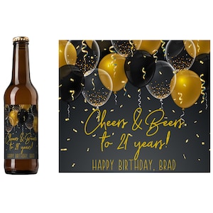 Black and Gold Balloons Birthday Beer Label | Birthday Celebration Beer Label | Milestone Birthday Beer Label | Homebrew Beer Label