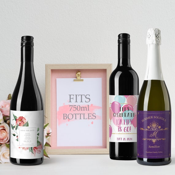 Etiquetas de vino de primera comunión florales Botella de vino de