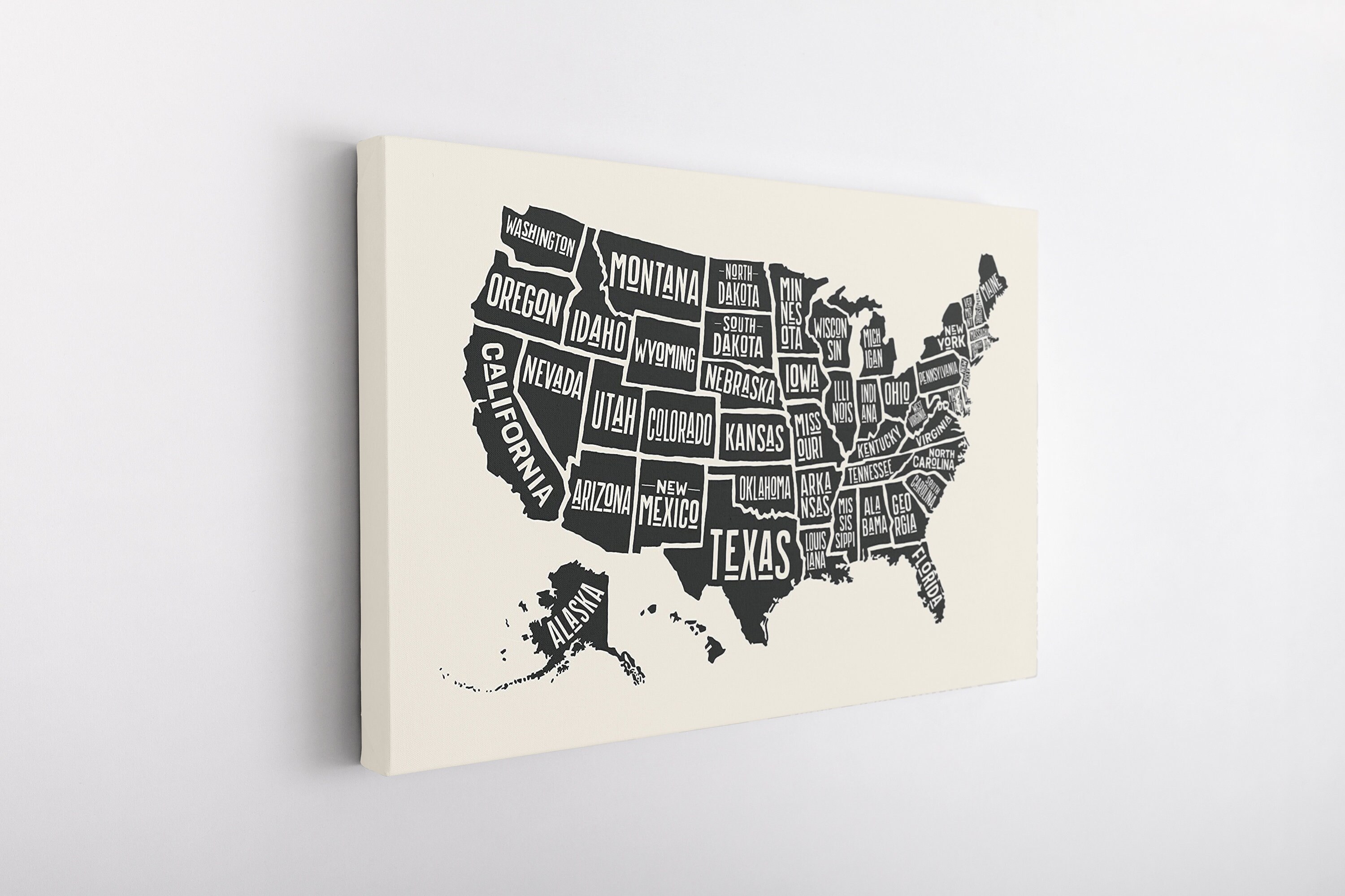 USA States Map Canvas Wall Art Homeschool Classroom Wall Art - Etsy