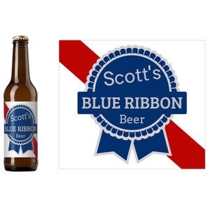 Blue Ribbon Beer Label | Funny Beer Label | Homebrew Beer Label | Adult Beer Gift