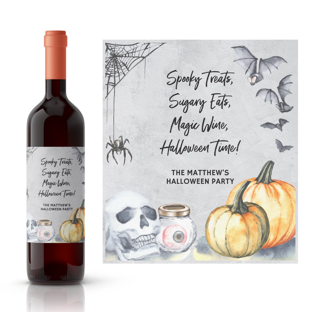 Magic Wine Halloween Wine Label | Halloween Saying | Halloween Party ...