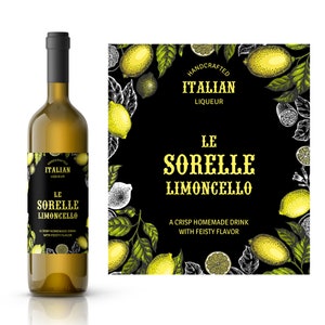 Bello Limoncello Wine Label | Homemade Limoncello Gift | Lemon Frame | Italian Liqueur Label