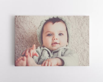 Baby Photo on Canvas | Family Canvas | Newborn Photo Wall Art | Gift for Parents or Grandparents | Custom Wall Art Ready to Hang