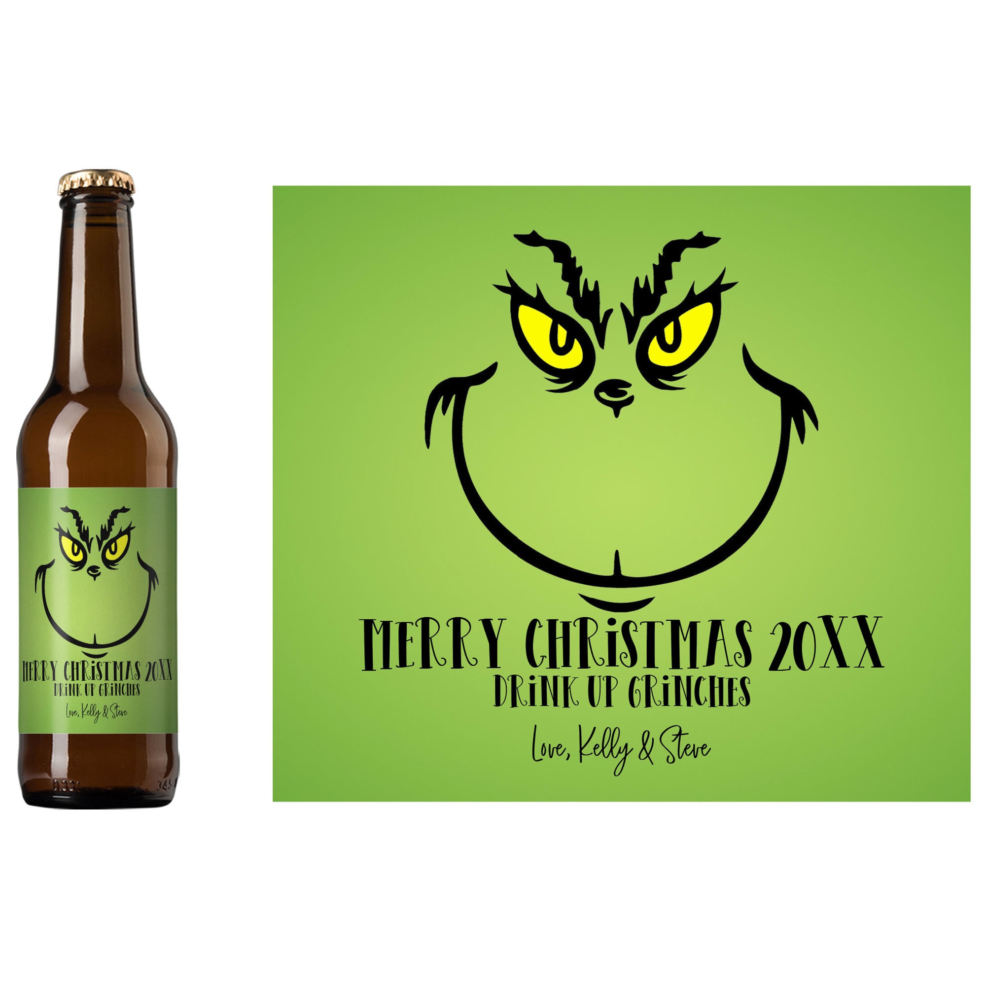 Grinch Holiday Beer Label / Custom Beer Label / Grinch Etsy