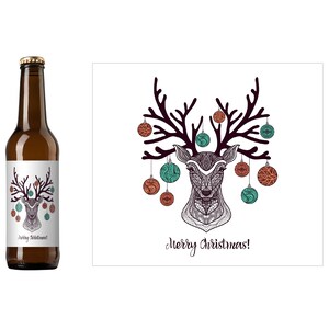 Christmas Deer Holiday Beer Label | Christmas Beer Labels | Custom Beer Labels | Merry Christmas | Waterproof Labels | Homebrew Labels