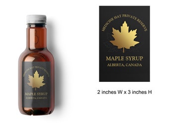 Maple Syrup Food Label | Syrup Labels | Labels for Cans or Jars | Make Your Own Food Labels | Maple Syrup Label | Maple Leaf Food Label