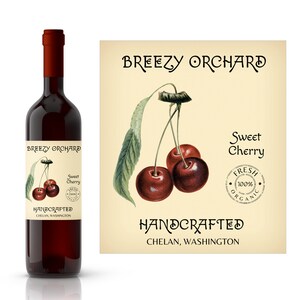 Handcrafted Cherry Wine Label | Wine-Making Supplies | Homemade Cherry Wine | Waterproof Wine Labels