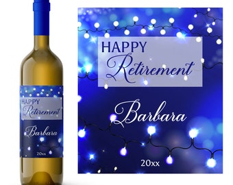 Retirement Lights Personalized Wine Label | Retirement Gift Idea | Unique Retirement Gift | Boomer Retirement Gift | Retirement Party Favor
