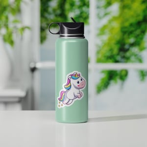 Cute Cartoon Unicorn Sticker | Unicorn Laptop Decal | Fun Unicorn Decal | Unicorn Water Bottle Sticker | Cute Cartoon Unicorn Decal