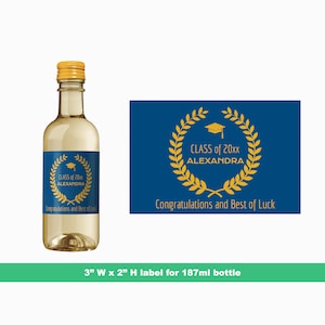 Graduate Honor Personalized Mini Wine Labels | Graduation Party Favors | Grad Party Favors | Mini Bottle Labels | 187 ml Bottle Labels