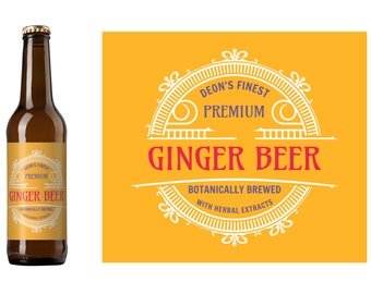 Ginger Beer Custom Beer Label | Homebrew Beer Label | Custom Soda Label