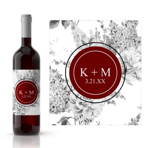 Wedding Floral Wine Label