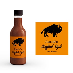 Buffalo Hot Sauce Food Label | BBQ Sauce Labels | Labels for Cans or Jars | Make Your Own Food Labels | Homemade Sauce Label