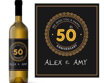 50th Wedding Anniversary Wine Label | Personalized 50th Wine Label | Anniversary Celebration Custom  Wine Label | Milestone Anniversary Gift