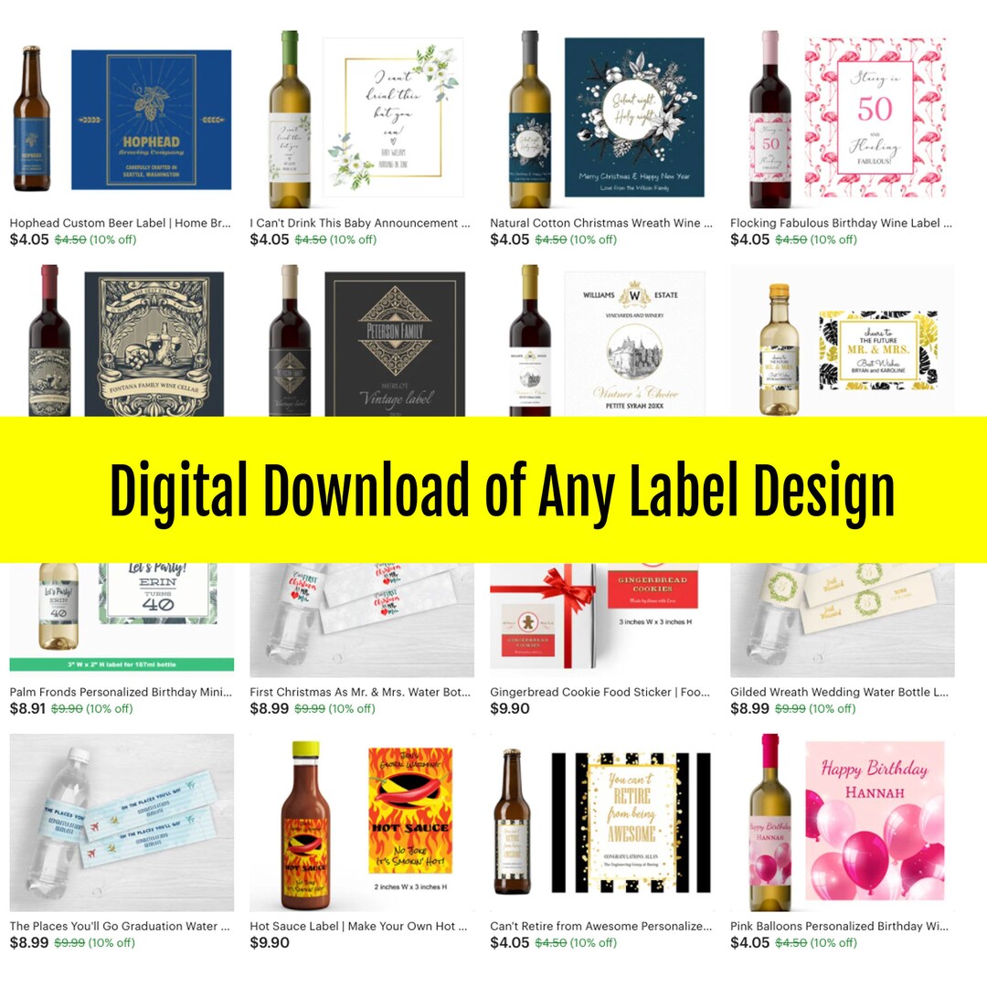 Digital Download of Any Label Design Print Custom Labels at Home