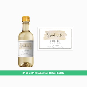 Graduate Cheers Mini Wine Labels | Birthday Party Favors | Custom Party Favors | Mini Bottle Labels | 187 ml Bottle Labels