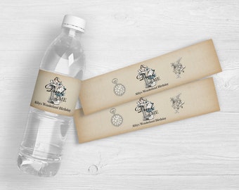 Alice in Wonderland Drink Me Water Bottle Labels | Birthday Party Labels | Custom Water Bottle Labels | Water Bottle Stickers | Set of 10