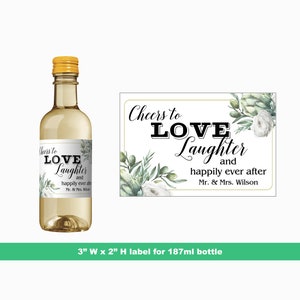 Italian Wedding Personalized Mini Wine Labels | Greenery Wedding Favor Bottle Labels | Mini  Labels | Olive Branch Wedding Bottle Labels