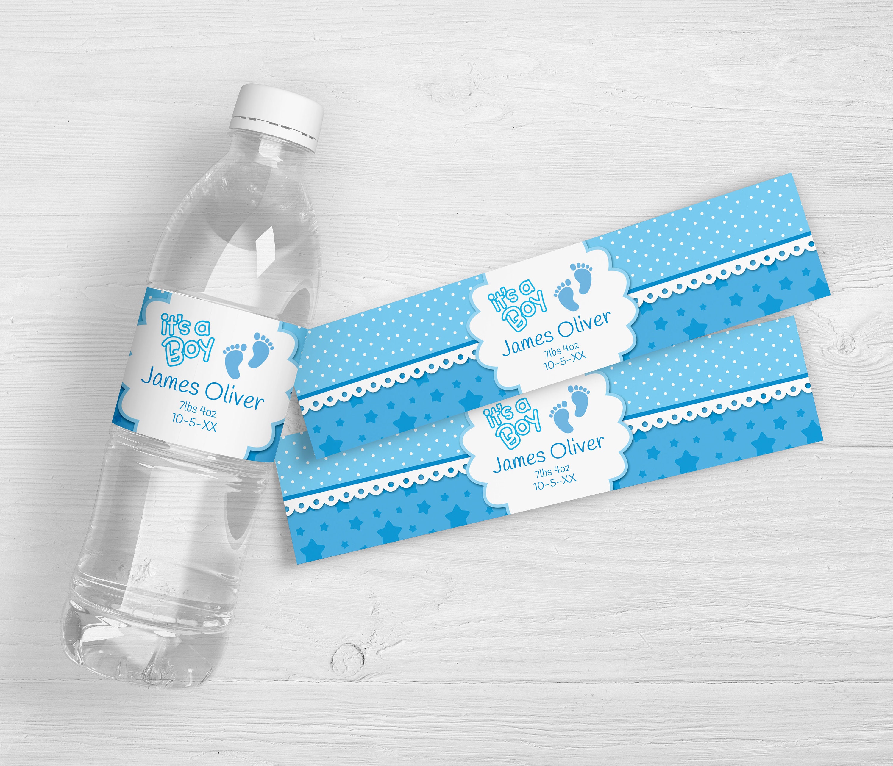 It's A Boy Personalized Water Bottle Labels | Baby Shower Water Labels | Drive By Party Favors | Baby Shower For A Boy Favor | Set of 10