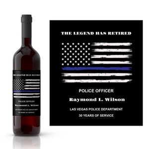 Police Retirement Wine Label | Retirement Gift | Wine Retirement Gift | Retirement Gift for Police Officer | Printed or Digital Download
