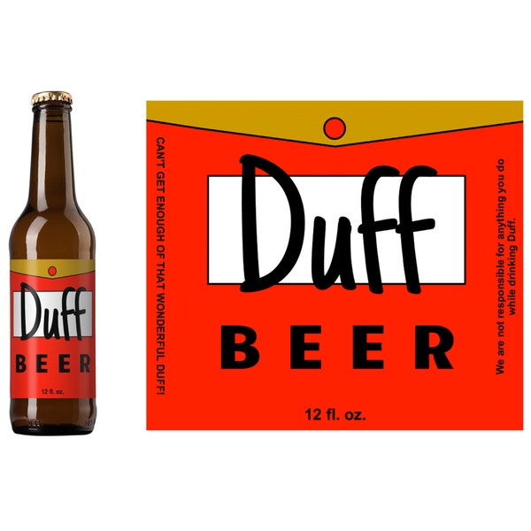 Étiquette de bière Duff | Étiquette de bière Simpsons | Home Brew Beer Label | Étiquette de bière amusante