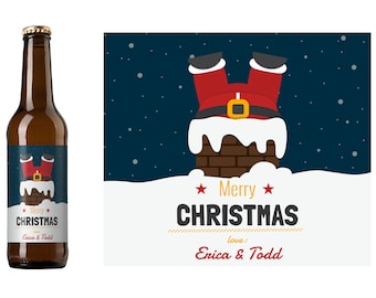 Down the Chimney Santa Christmas Beer Label | Custom Beer Label | Christmas Party Beer | Custom Holiday Beer Label | Homebrew Beer Label