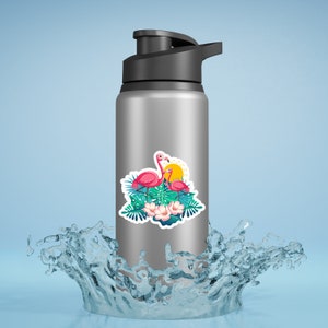 Tropical Flamingos Sticker | Tropical Flamingos Laptop Sticker | Flamingos Car Decal | Flamingos Water Bottle Sticker | Cell Phone Sticker
