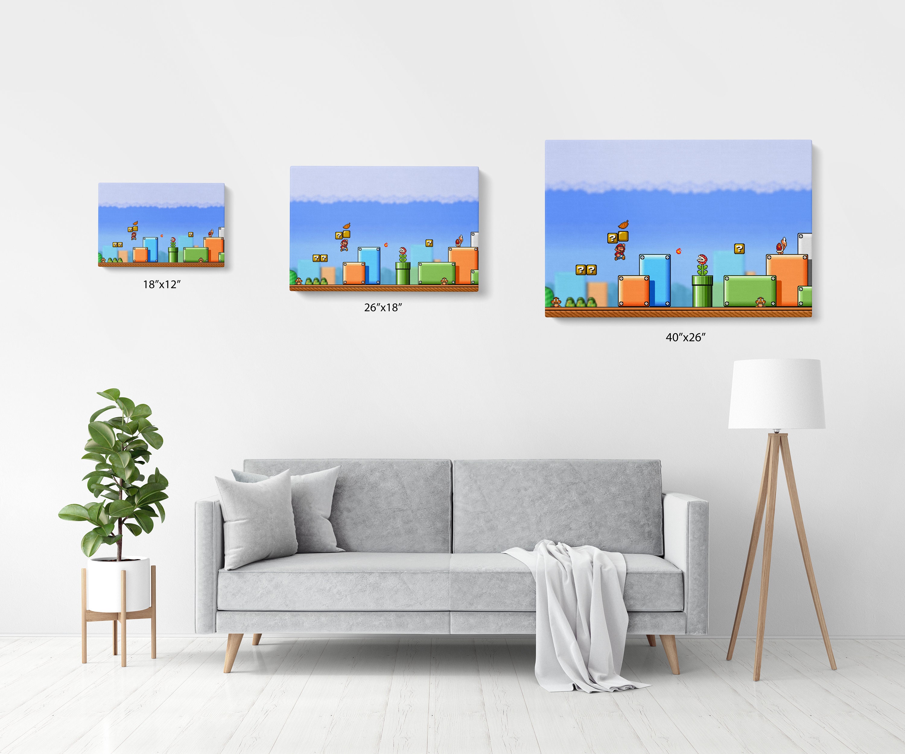 Super Mario in Action Nintendo Canvas Wall Art | Game Room Artwork ...