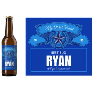 Best Bud Custom Wedding Beer Label | Wedding Party Gift | Groomsman Gift | Best Man Gift