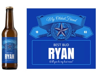 Beste Bud Custom Wedding Beer Label | Huwelijksfeest Cadeau | Groomsman Cadeau | Beste Man Gift