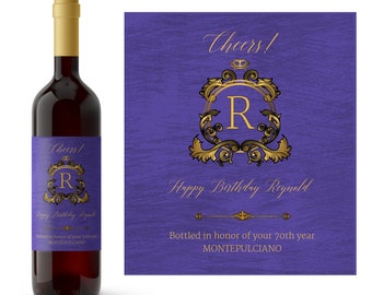 Royal Impression Personalisiertes Geburtstagswein Label | Benutzerdefiniertes Geburtstagswein Label | Weinliebhaber Geschenkidee | Meilenstein Geburtstag Wein Label