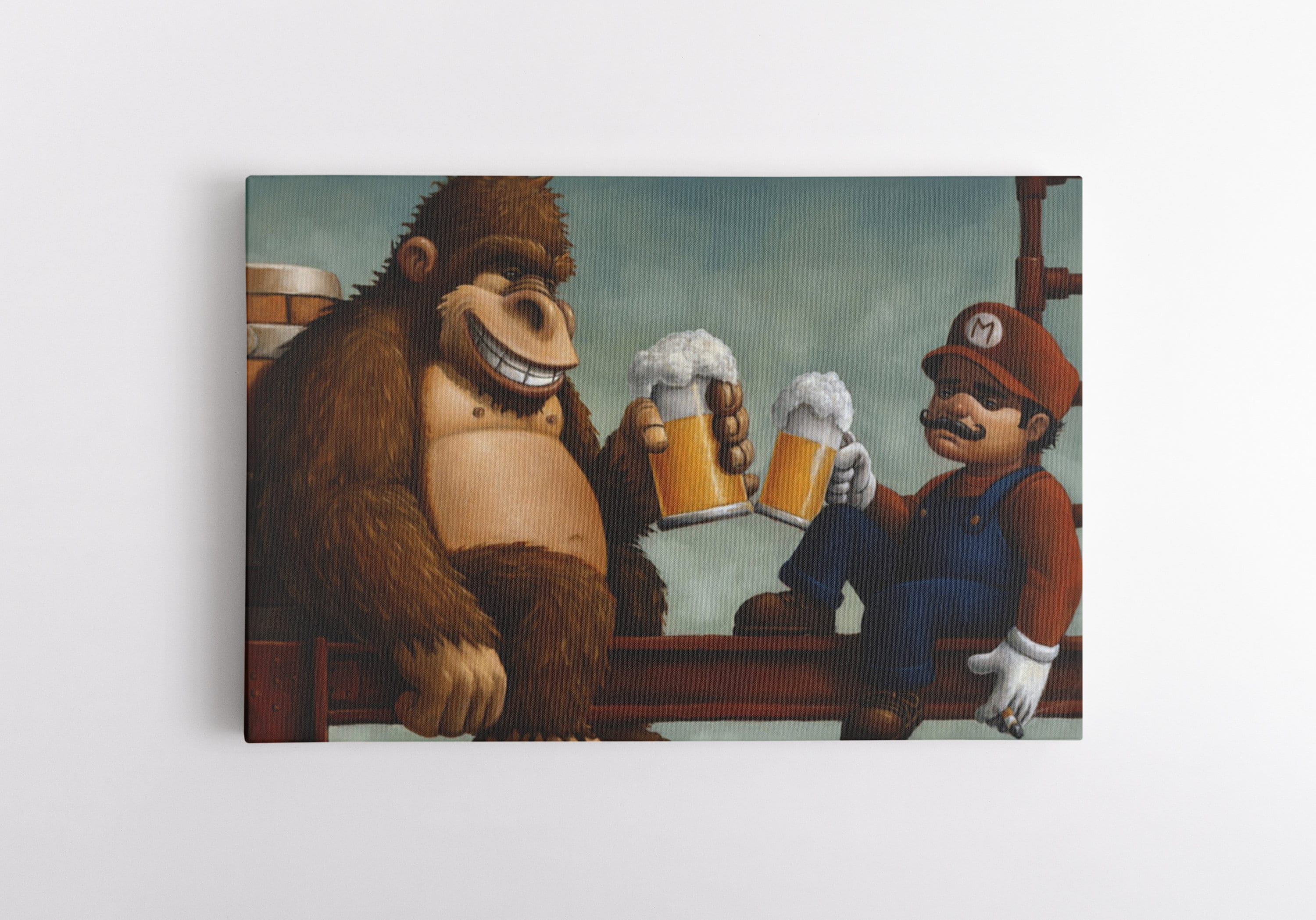 Mario and Donkey Kong Happy Hour Canvas Wall Art | Game Room Artwork ...