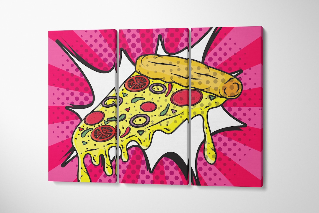Pop Art Pizza Three Piece Canvas Wall Art | Large Wall Art | Pop