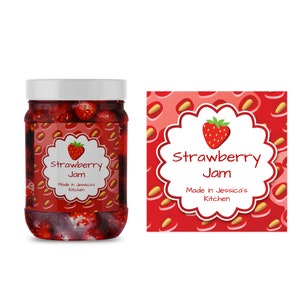 Strawberry Jam Jar Label | Custom Jelly & Jam Labels | Make Your Own Canning Labels | Small Jar Labels | Labels for Food Jars