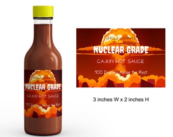 Nuclear Grade Hot Sauce Label | Make Your Own Hot Sauce Label | Gift for Dad | Homemade Hot Sauce Bottle Label