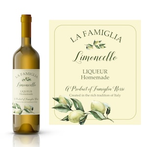 Italian Limoncello Custom Wine Label | Homemade Limoncello Liqueur | Waterproof Wine Labels | Wine-Making Supplies