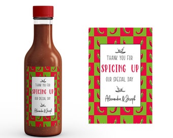 Hot Sauce Favor Bottle Label | Wedding Favor Hot Sauce Labels | Gift for Wedding Guests | Homemade Hot Sauce Bottle Label