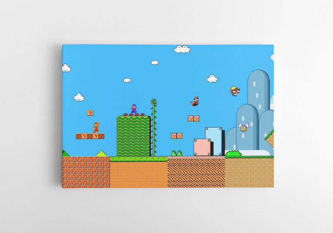 The History of Super Mario Canvas Wall Art | Game Room Decor | Gift for ...