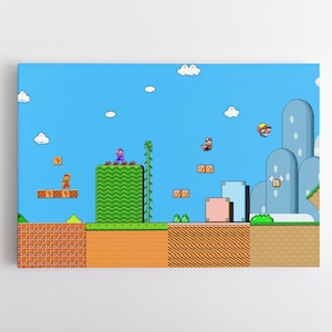 The History Of Super Mario Canvas Wall Art | Game Room Decor | Gift For A Gamer | Video Game Decor | Mario Wall Art | Gaming Room Canvas