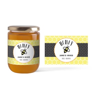 Honey Bee Honey Jar Label | Custom Food Labels | Labels for Honey Jars | Make Your Own Food Labels | Whimsical Honey Bee Labels