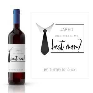 Best Man By My Side Groomsman Wine Label