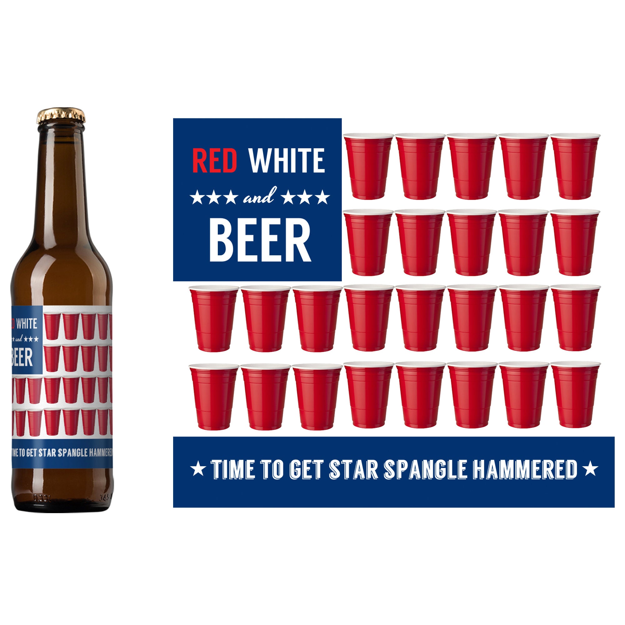 Red White And Beer Custom Beer Label Fourth Of July Beer Label July 4th Gift Holiday Gift Seasonal Beer - Beer with red and white label