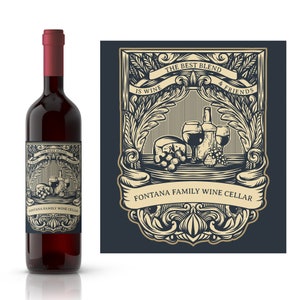 Best Blend Family Cellars Wine Label | Homemade Wine | Private Cellar Wine Label | Custom Wine Label | Printed or Digital Download