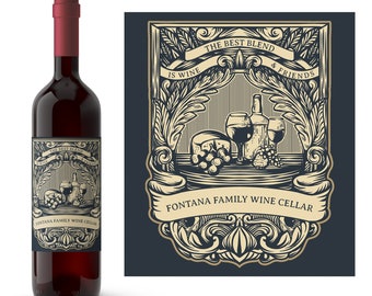 Best Blend Family Cellars Wine Label | Homemade Wine | Private Cellar Wine Label | Custom Wine Label | Printed or Digital Download