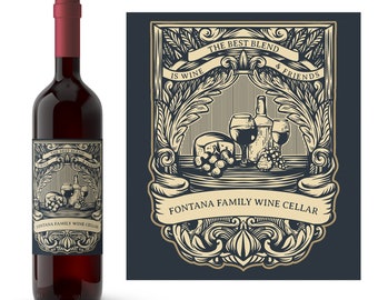 Best Blend Family Cellars Wine Label | Wine-making Supplies | Homemade Wine | Private Cellar Wine Label | Custom Wine Label | Home made